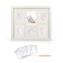 Load image into Gallery viewer, Baby Hand Foot Print Mud Mold Maker Solid Wooden Photo Frame Set Newborn Growth Memorial Gift with Japanese English German Card
