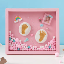 Load image into Gallery viewer, Dreamy Baby Birthday Lovely Souvenir Soft White Clay Clear Footprints Date Record Cloud Rainbow Decoration Exquisite Photo Frame
