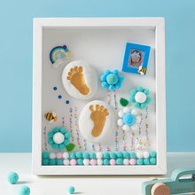 Load image into Gallery viewer, Dreamy Baby Birthday Lovely Souvenir Soft White Clay Clear Footprints Date Record Cloud Rainbow Decoration Exquisite Photo Frame
