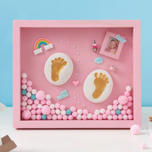 Load image into Gallery viewer, Dreamy Baby Birthday Lovely Souvenir Soft White Clay Clear Footprints Date Record Cloud Rainbow Decoration Exquisite Photo Frame
