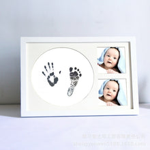 Load image into Gallery viewer, White Baby Ink-Pad Footprint Photo Kit Non-Toxic Material Safe Wooden Frame Room Desk Decor Child Souvenir Happy Family Memory
