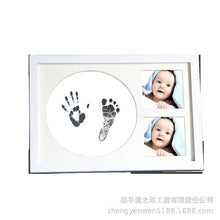 Load image into Gallery viewer, White Baby Ink-Pad Footprint Photo Kit Non-Toxic Material Safe Wooden Frame Room Desk Decor Child Souvenir Happy Family Memory
